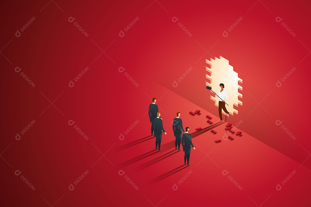 Empresária Quebra a Barreira da Desigualdade de Negócios ou Discriminação Injusta de Oportunidades de Trabalho Vetor EPS