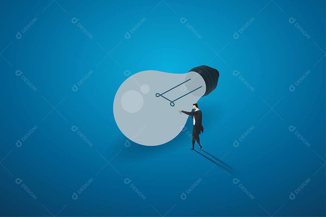 Um Empresário Triste Em Frente a Uma Lâmpada Que Se Apaga Vetor EPS