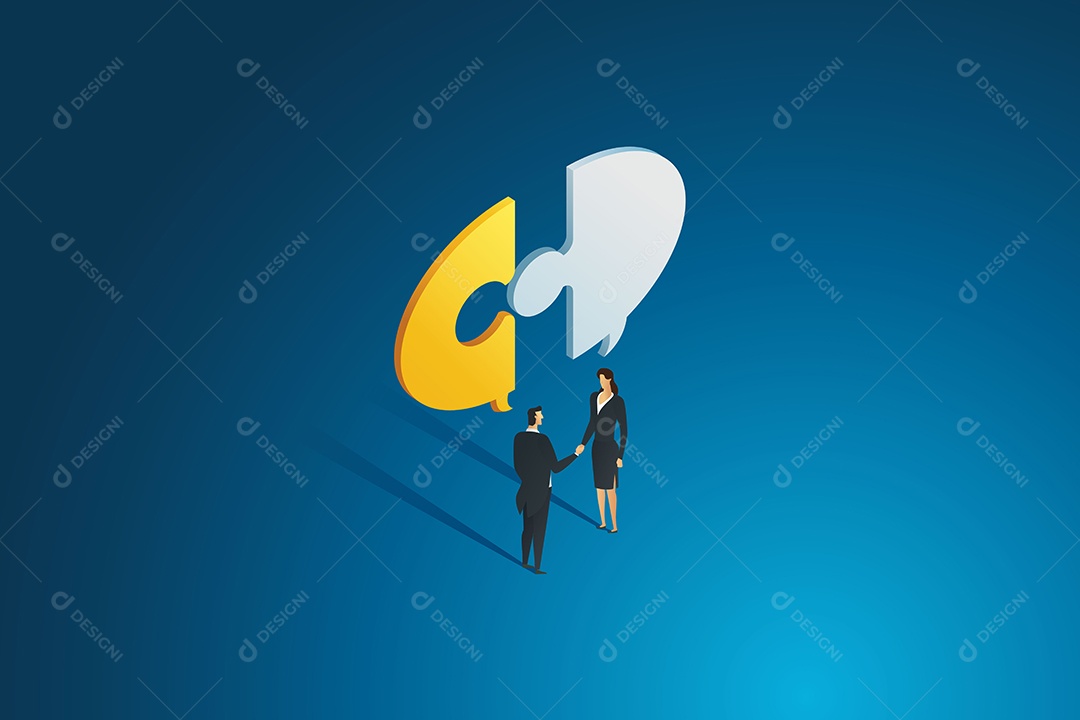 Conversando e Fazendo Um Acordo Comercial Através do Quebra Cabeça Vetor EPS