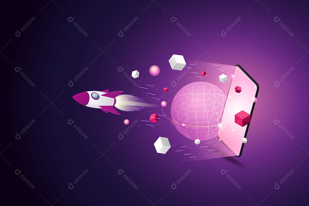 Tecnologia de Realidade Virtual Ilimitada para Futuros Smartphones e Dispositivos Digitais Vetor EPS