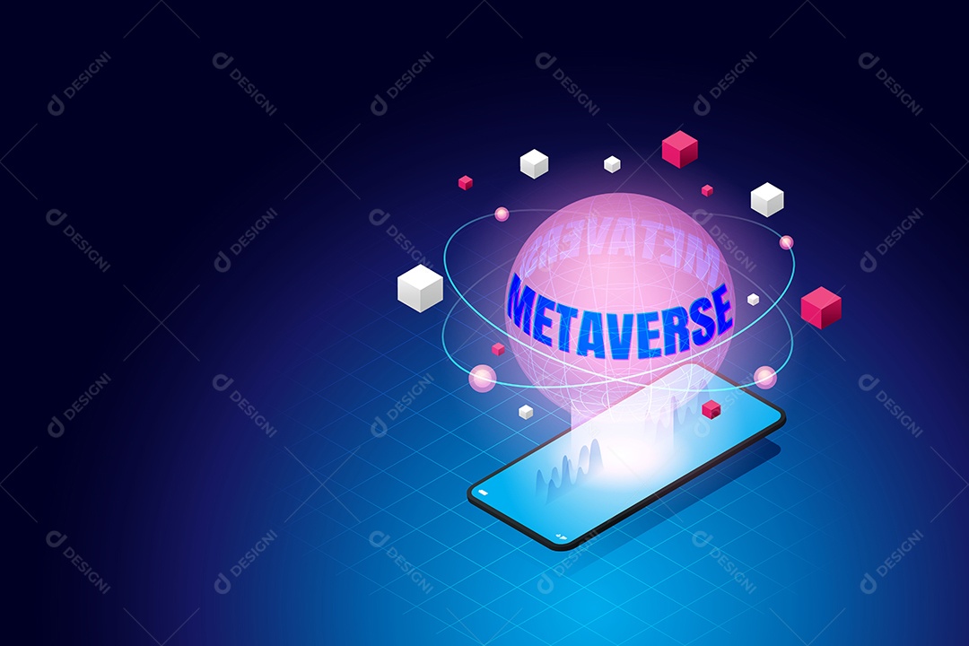 Metaverso do Mundo no Smartphone Vetor EPS