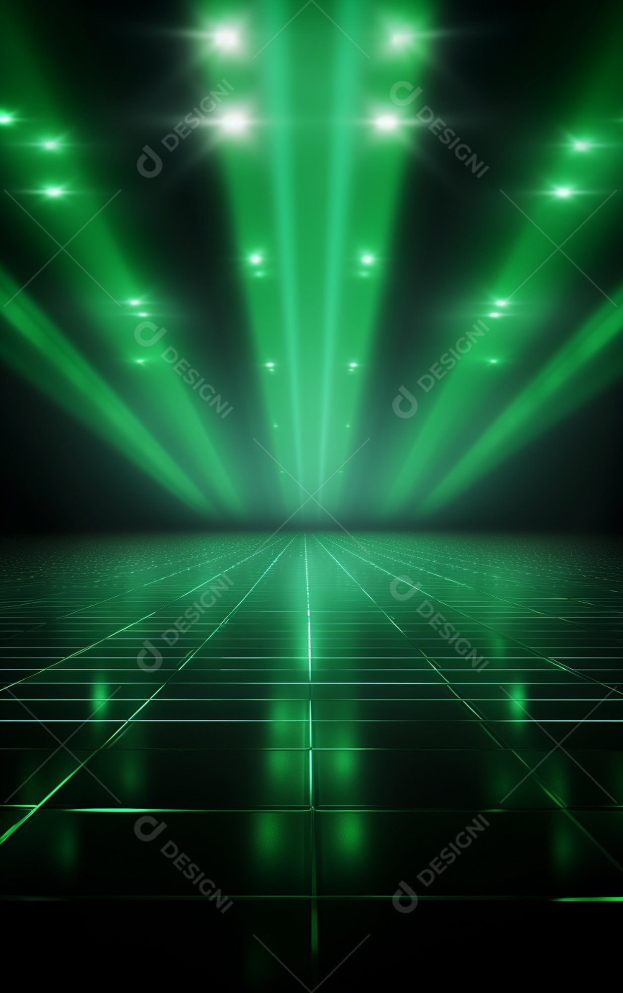Plano de fundo com iluminação de holofotes verdes