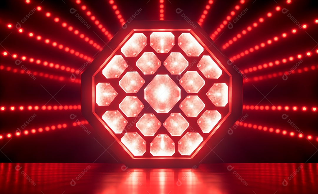 Detalhes do refletor com luz vermelha