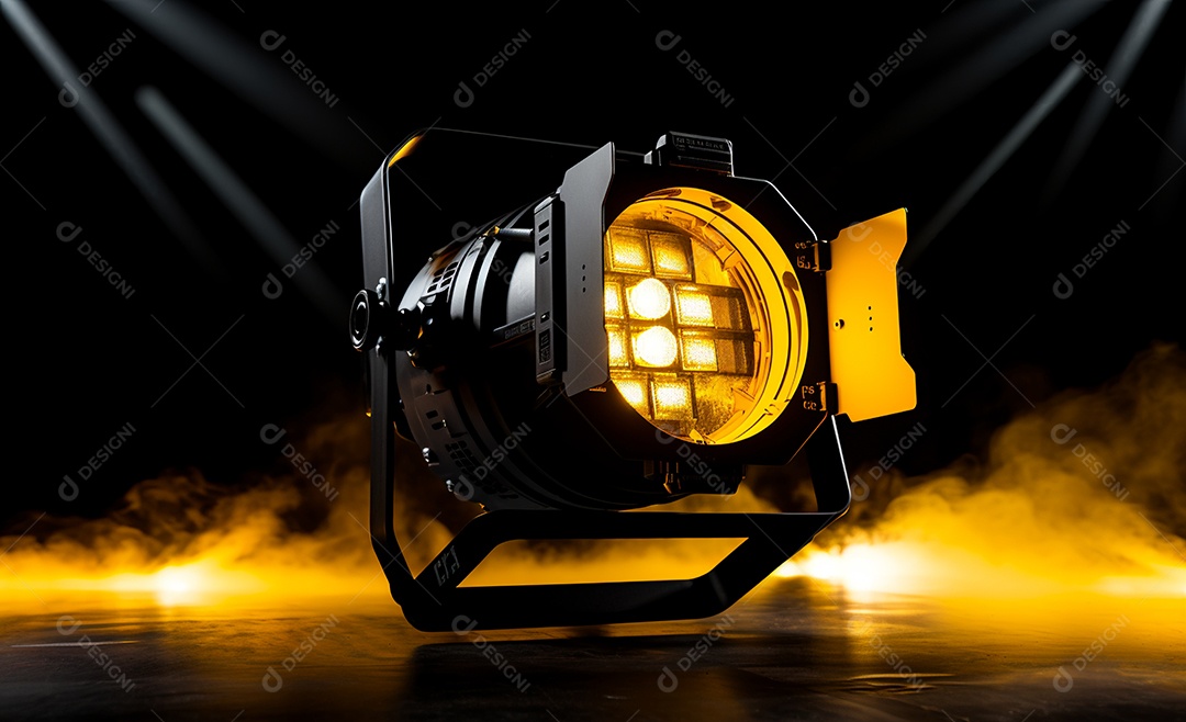 Detalhes do refletor com luz amarela