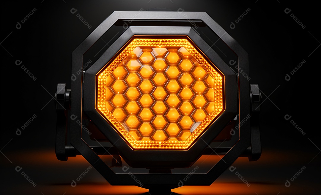 Detalhes do refletor com luz amarela