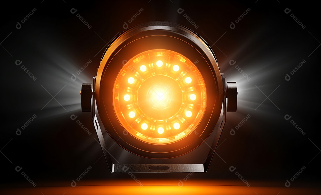 Detalhes do refletor com luz amarela