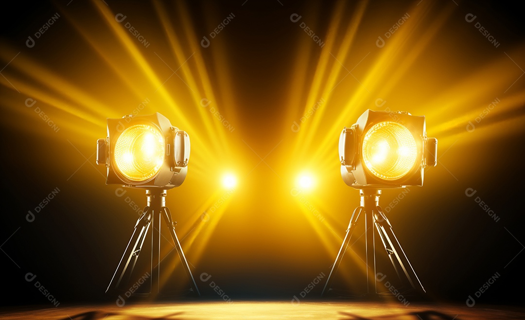 Detalhes do refletor com luz amarela