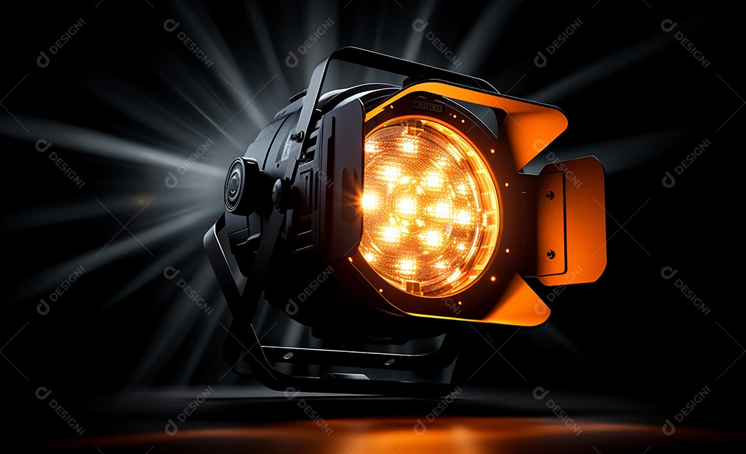 Detalhes do refletor com luz amarela