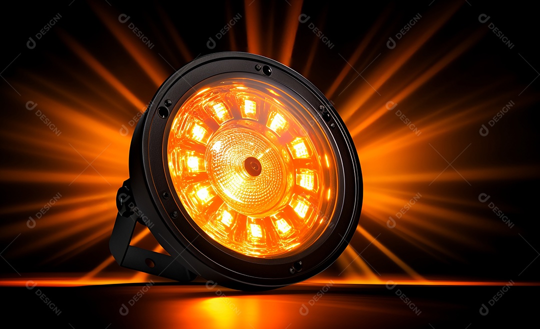 Detalhes do refletor com luz amarela
