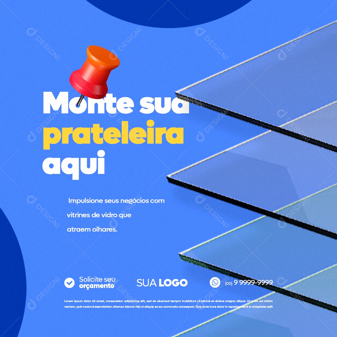 Vidraçaria Monte sua Prateleira Aqui Social Media PSD Editável