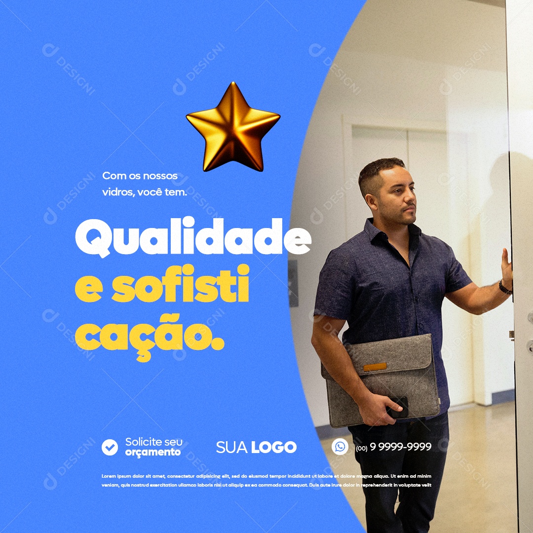 Vidraçaria Qialidade e Sofisticação Social Media PSD Editável