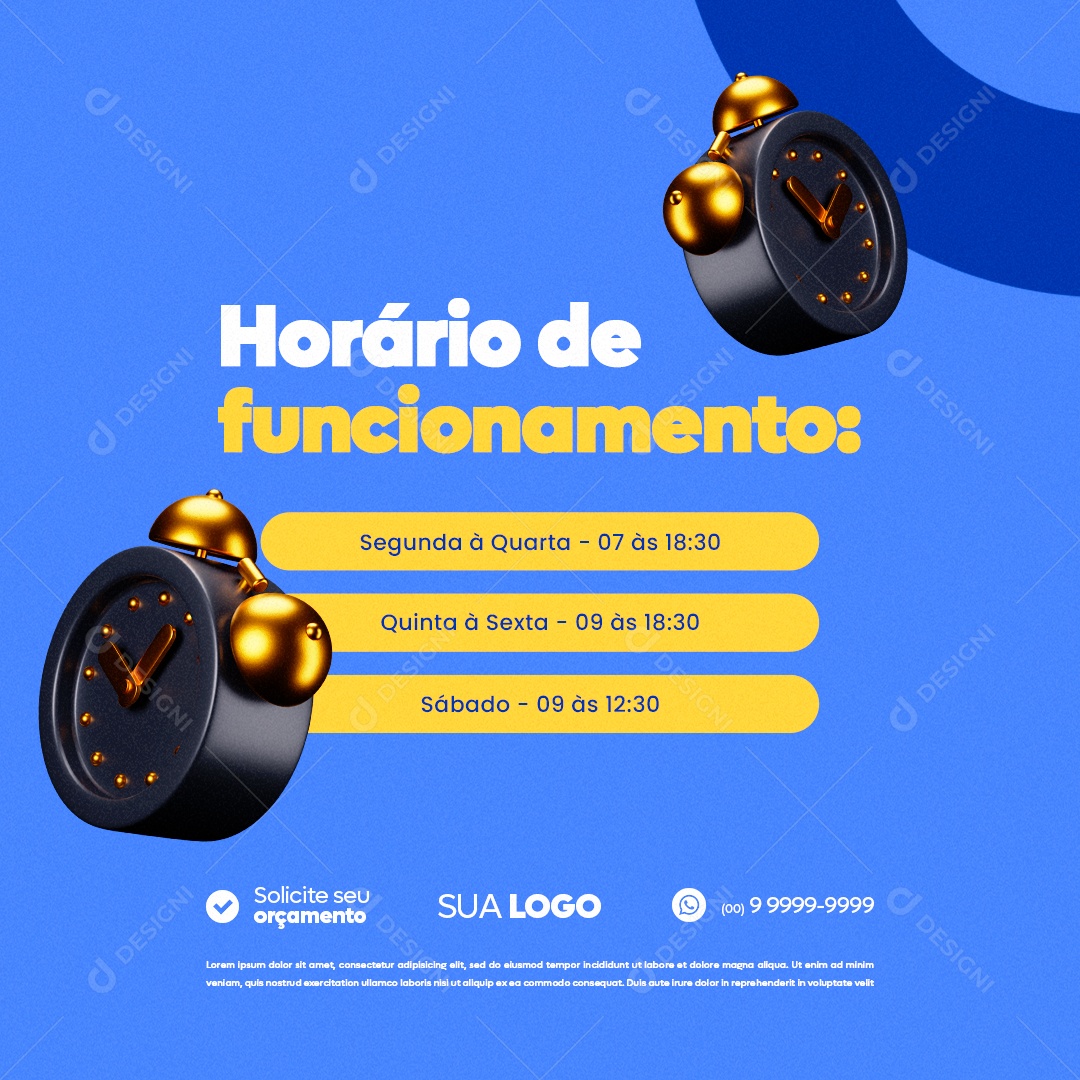 Vidraçaria Opening Hours Social Media PSD Editable