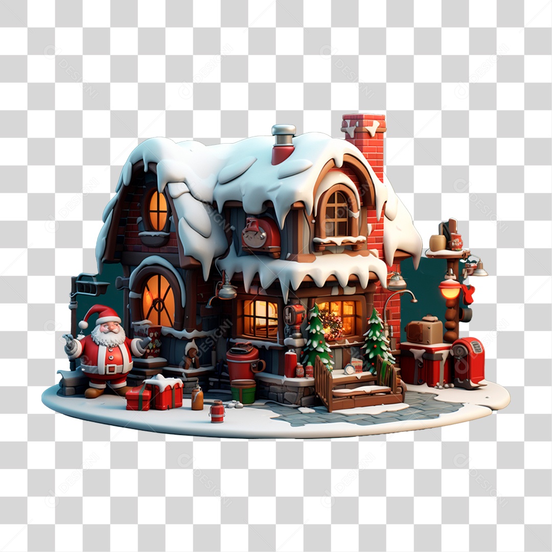 Casa do Papai Noel PNG Transparente