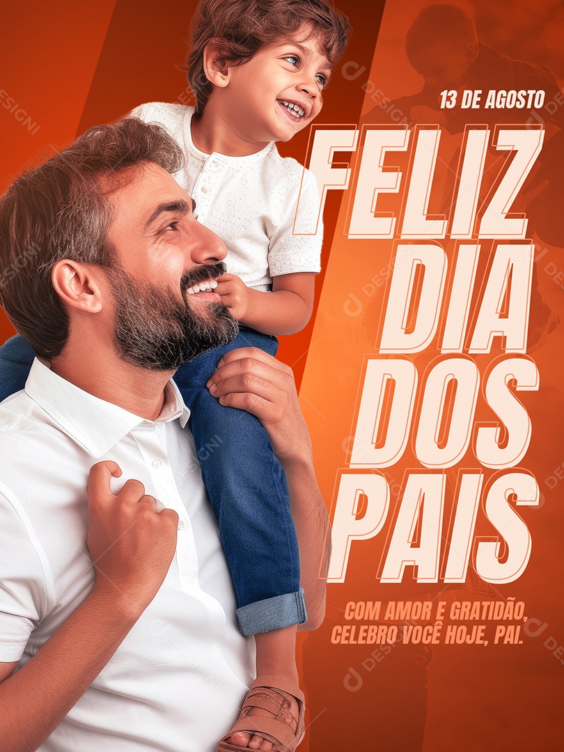 Feliz Dia Dos Pais 13 De Agosto Amor e Gratidão Social Media PSD Editável