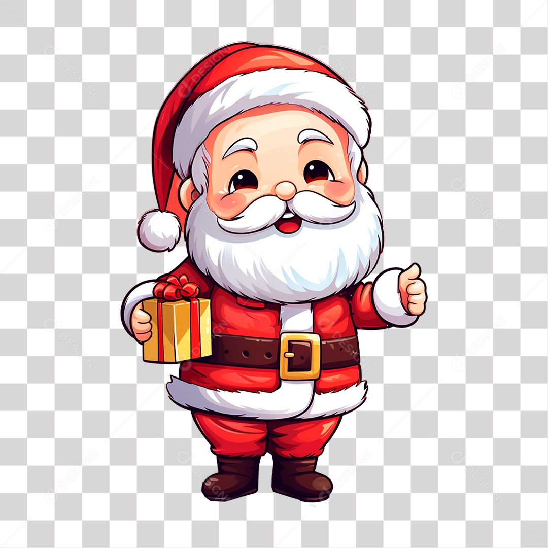 Papai Noel com Presernte PNG Transparente