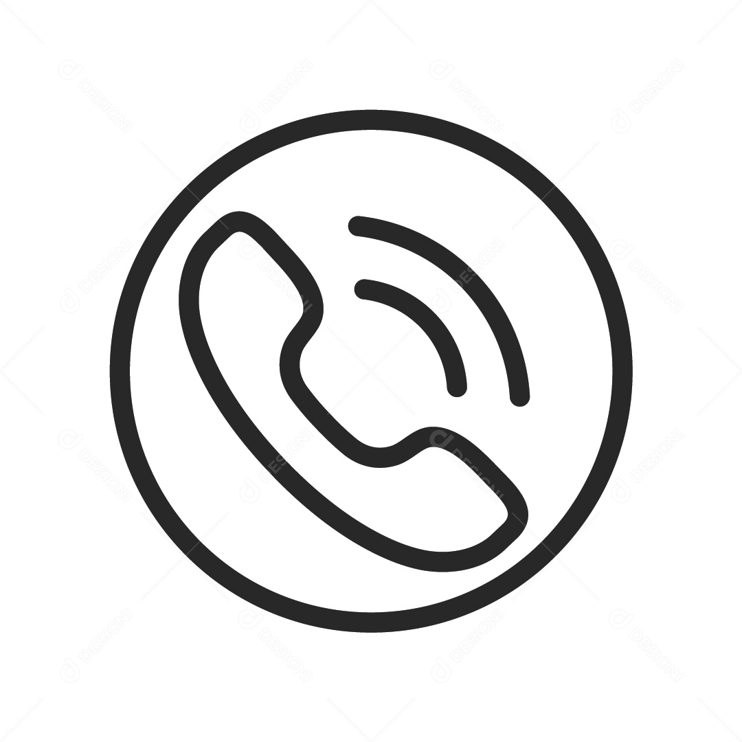 Ícone de Telefone Preto e Branco Ilustração Vetor EPS