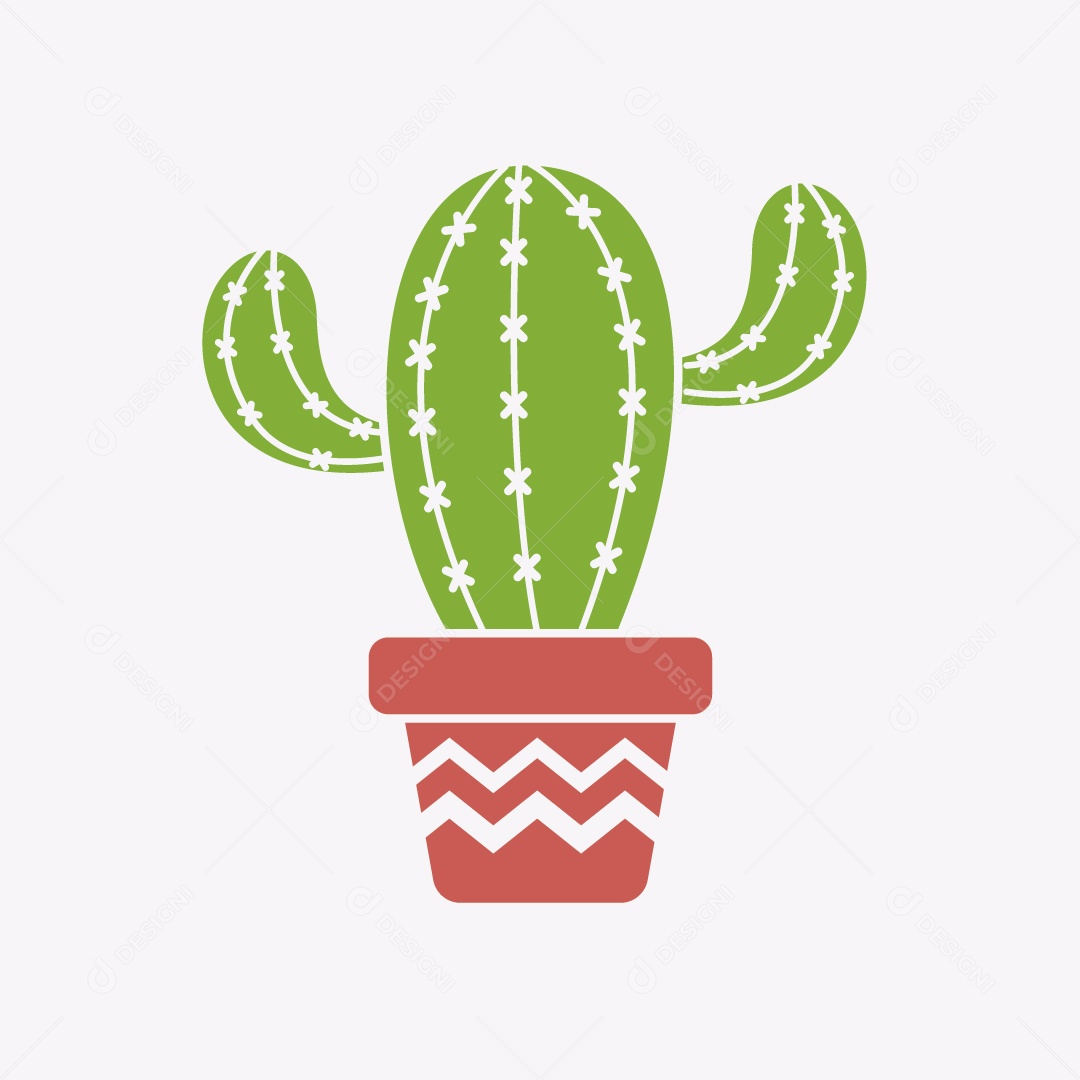 Cacto em Vaso Ilustração Vetor EPS