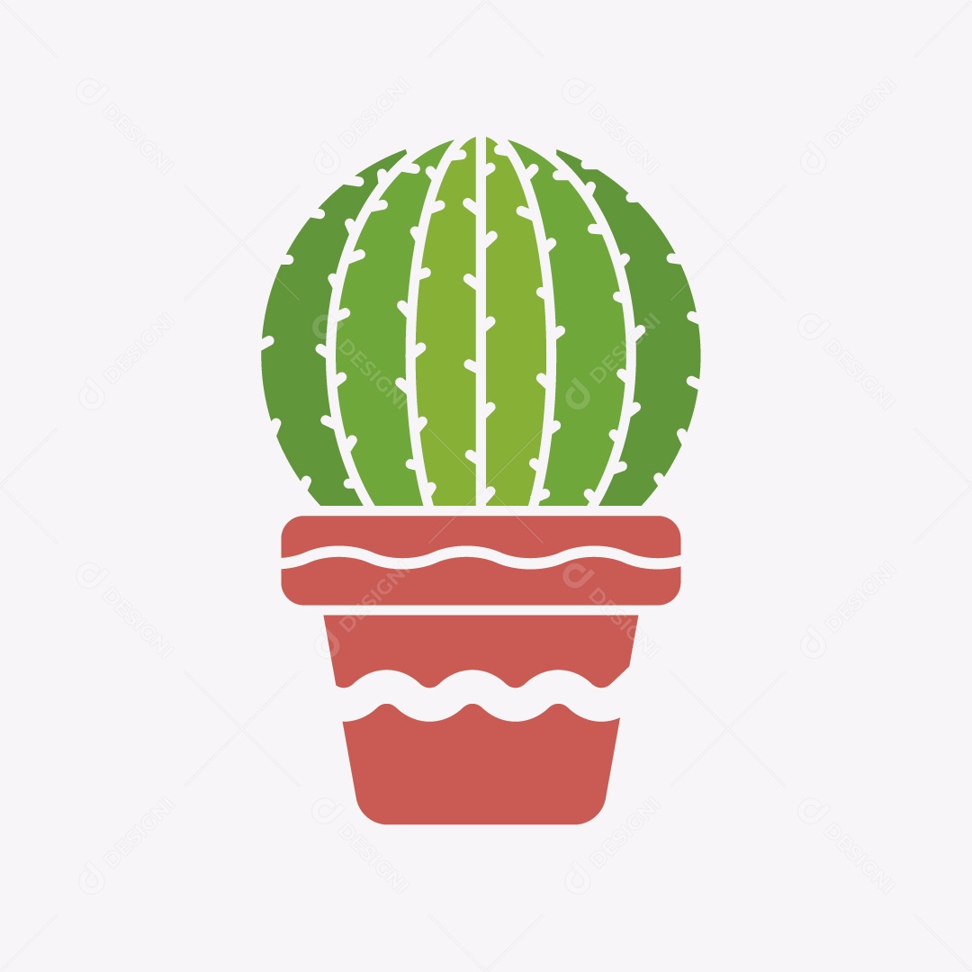 Cacto em Vaso Ilustração Vetor EPS