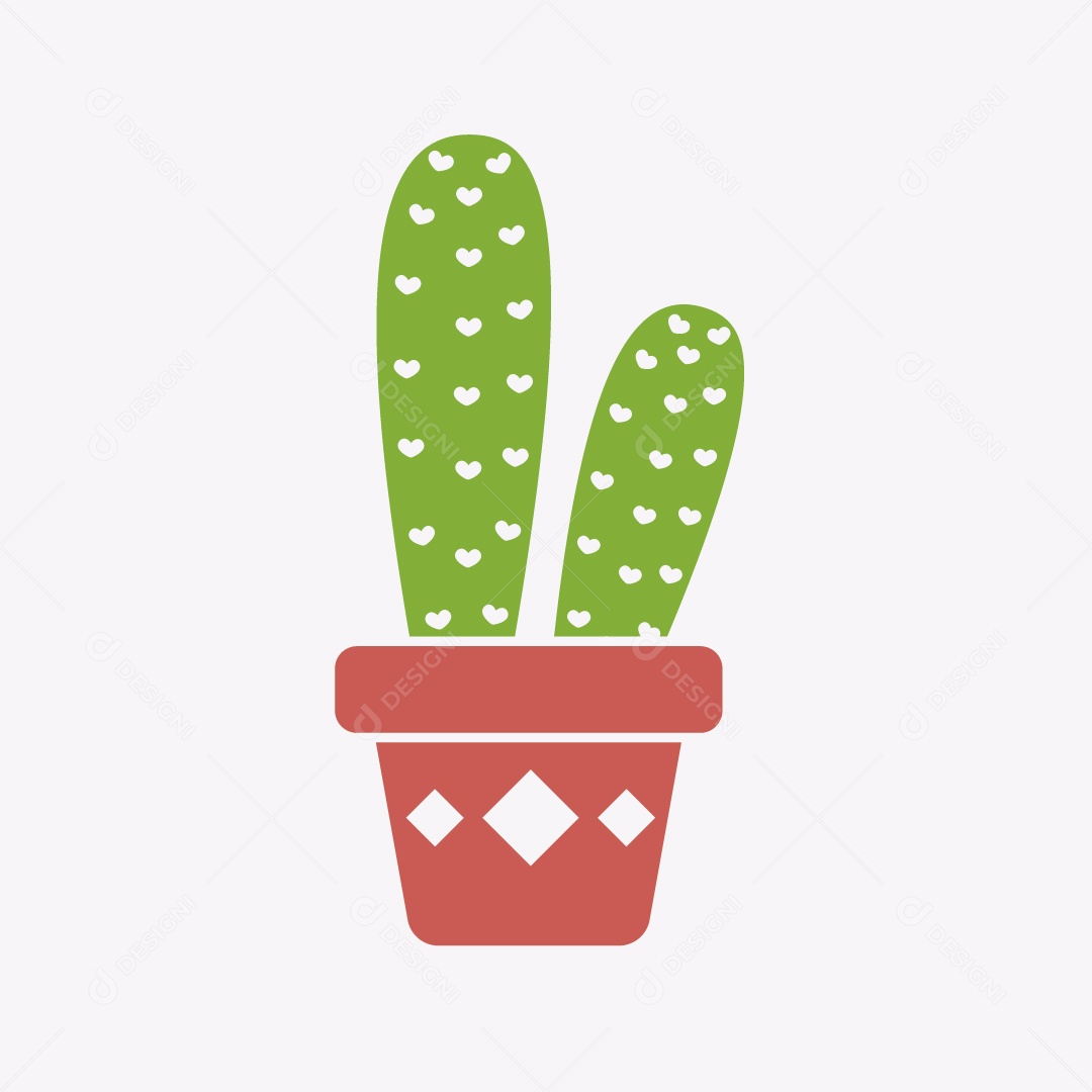 Cacto em Vaso Ilustração Vetor EPS