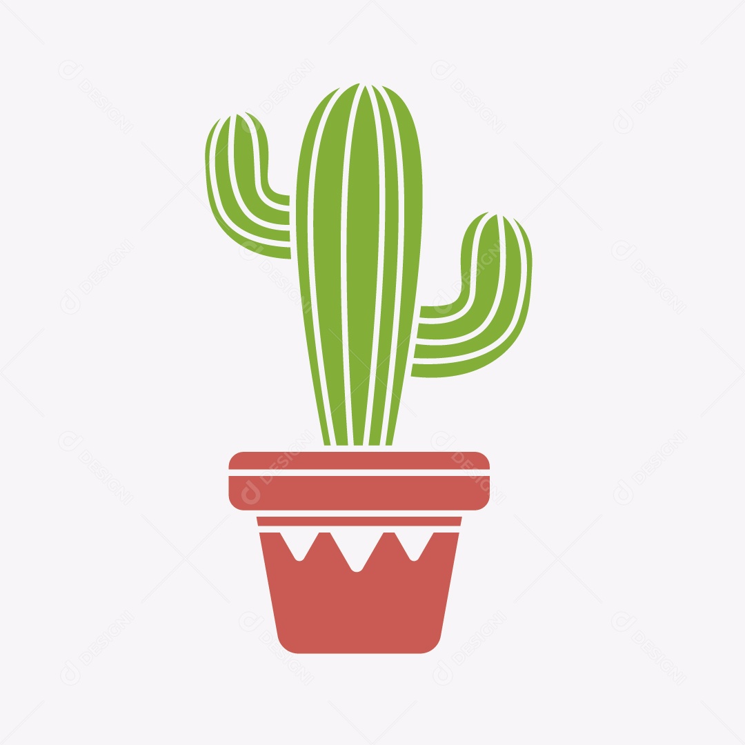 Cacto em Vaso Ilustração Vetor EPS