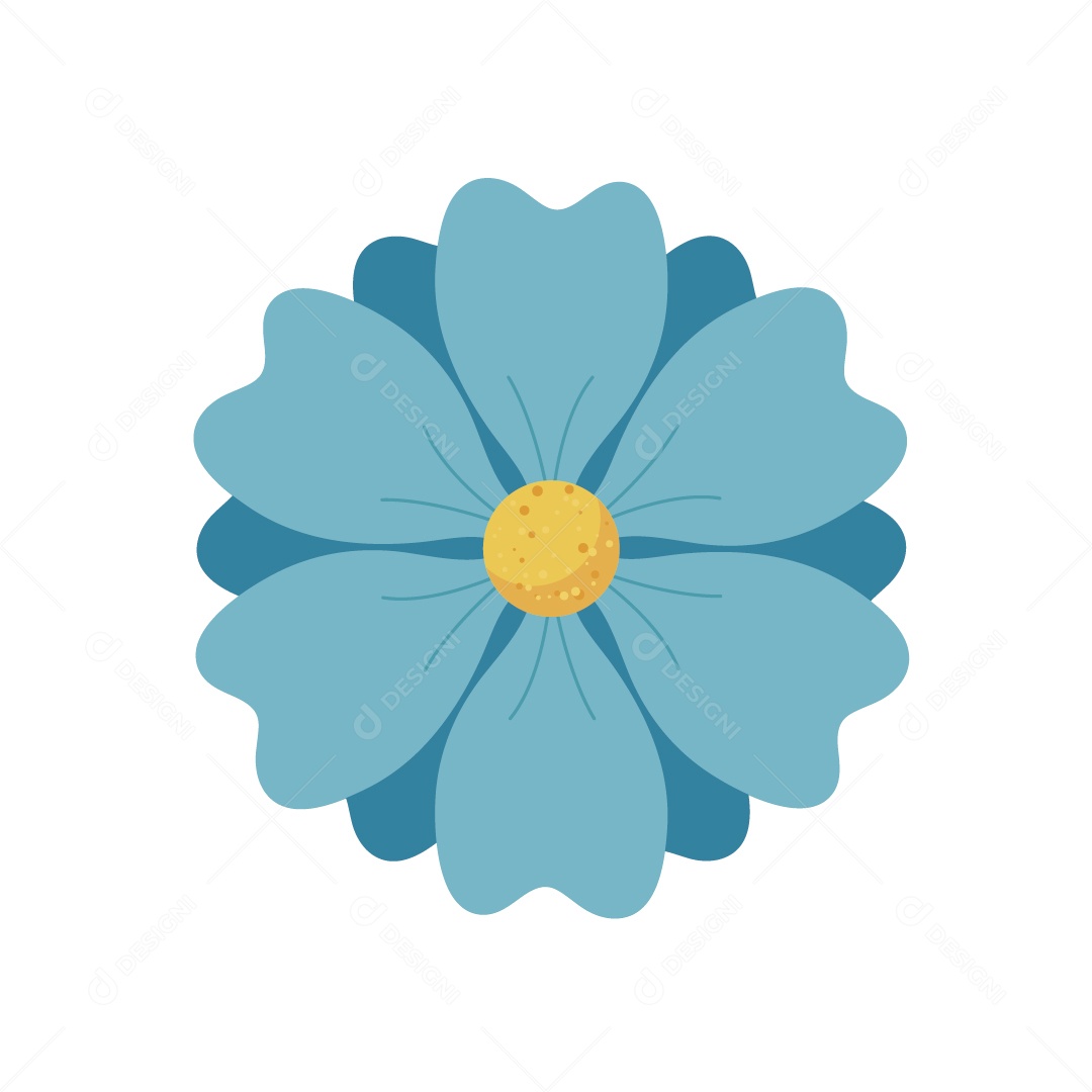 Flor Azul Ilustração Vetor EPS