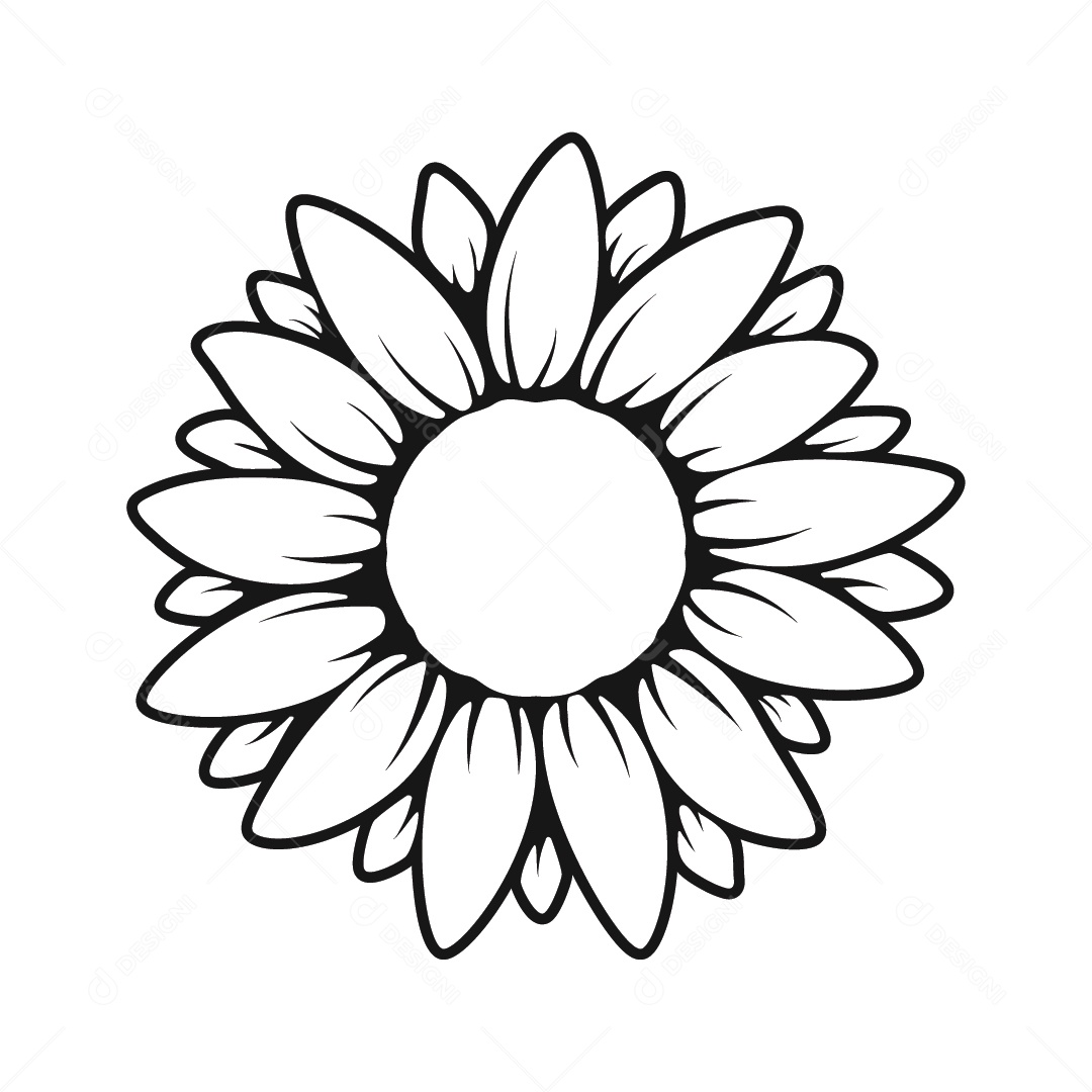 Flor Preto e Branco Ilustração Vetor EPS