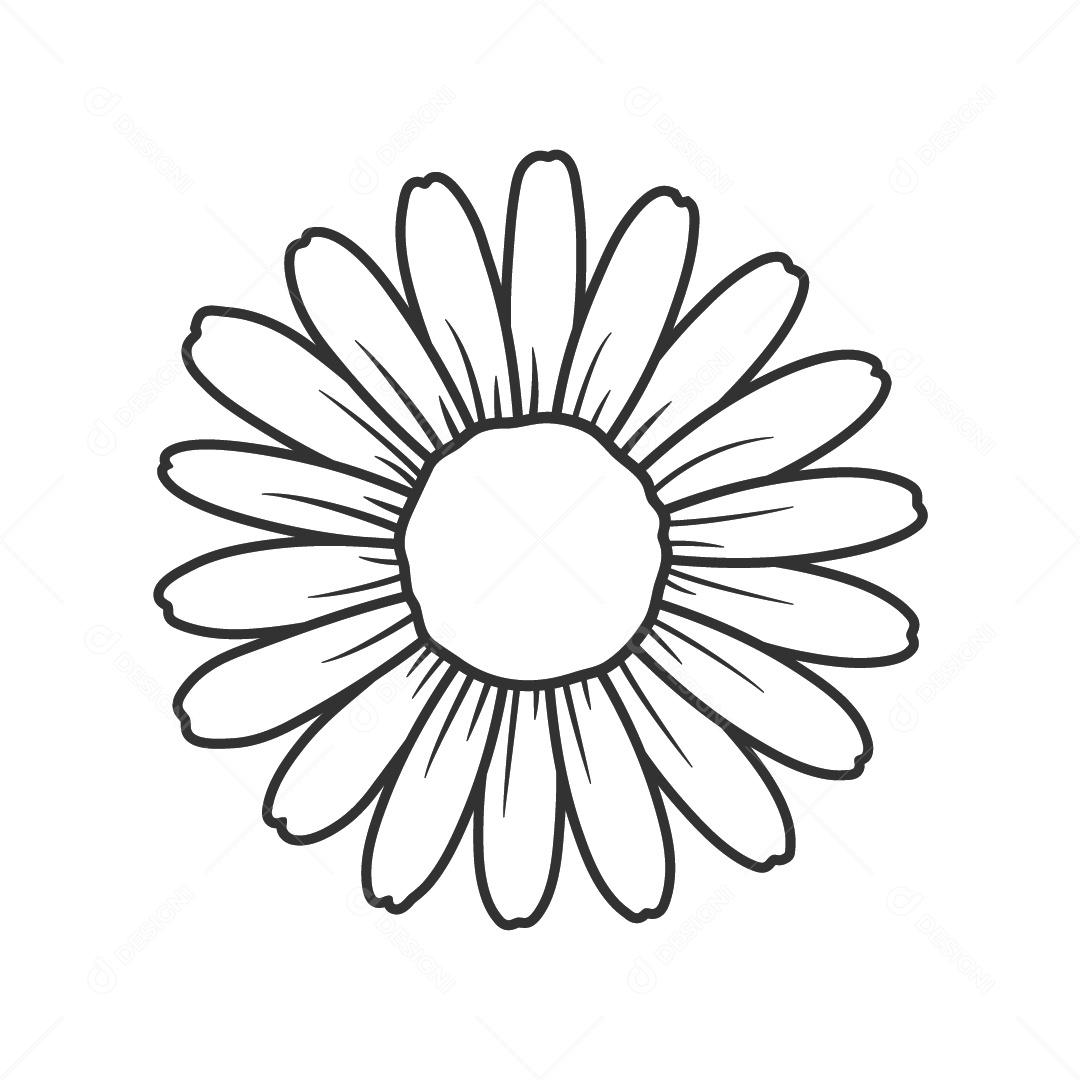 Flor Preto e Branco Ilustração Vetor EPS