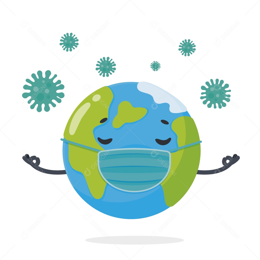 Planeta Terra e Corona Vírus Ilustração Vetor EPS