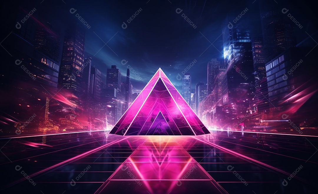 Cenário futurístico iluminado neon