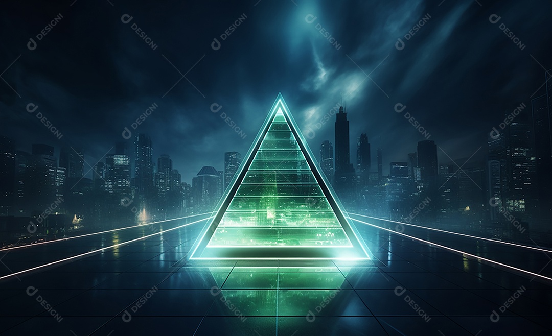 Cenário futurístico iluminado neon