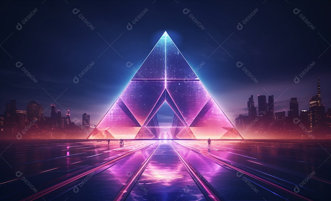 Cenário futurístico iluminado neon