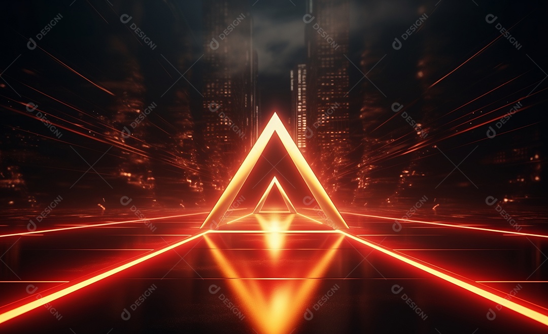 Cenário futurístico iluminado neon