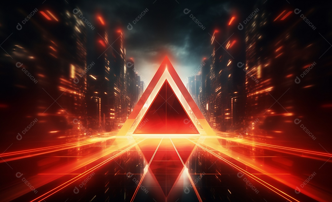 Cenário futurístico iluminado neon