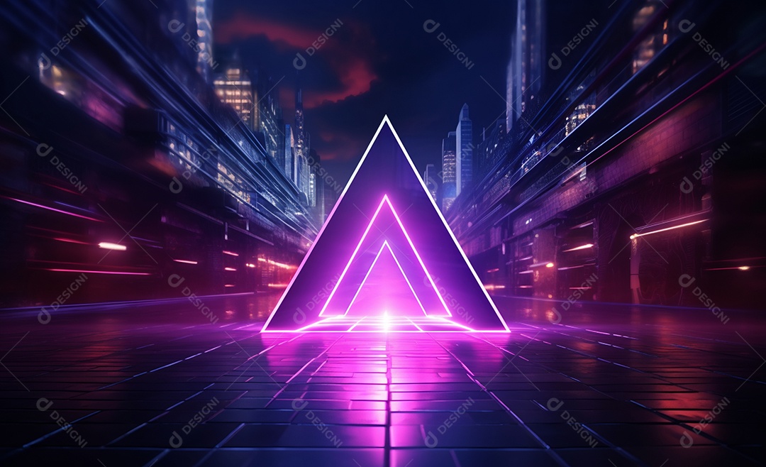 Cenário futurístico iluminado neon