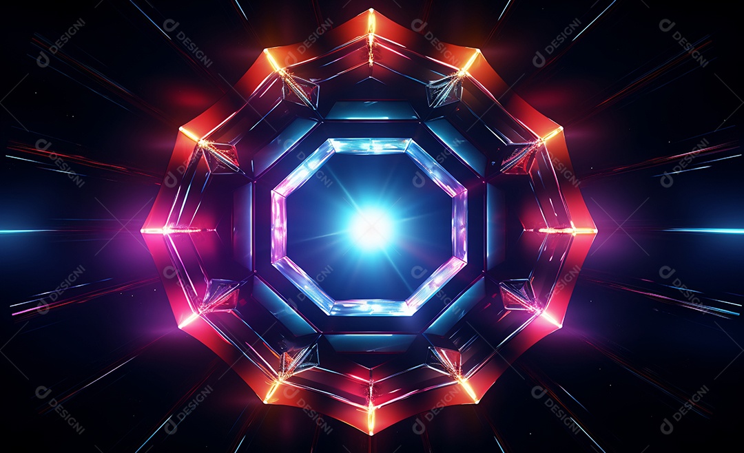 Cenário futurístico iluminado neon