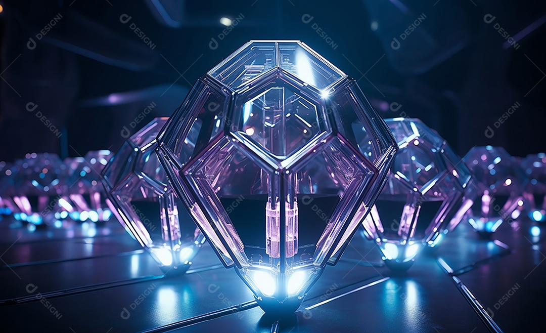 Cenário futurístico iluminado neon