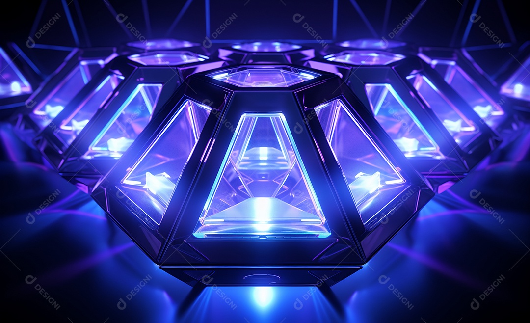 Cenário futurístico iluminado neon