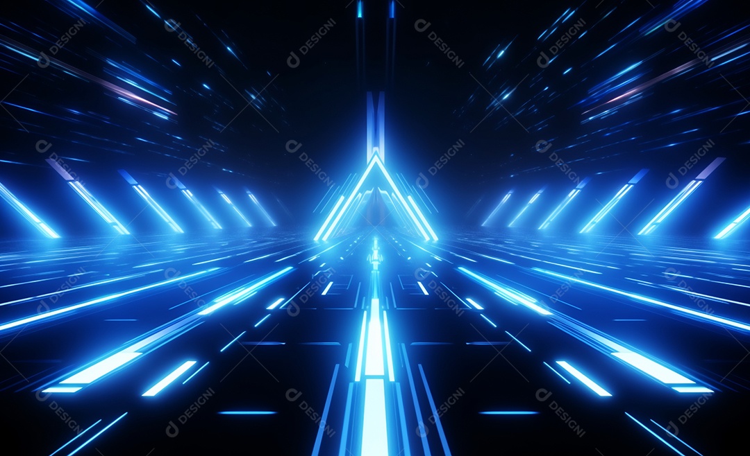 Cenário futurístico iluminado neon