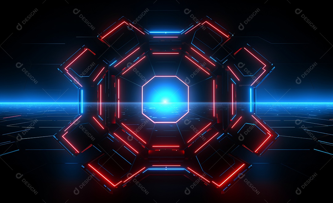 Cenário futurístico iluminado neon