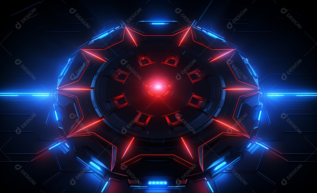 Cenário futurístico iluminado neon