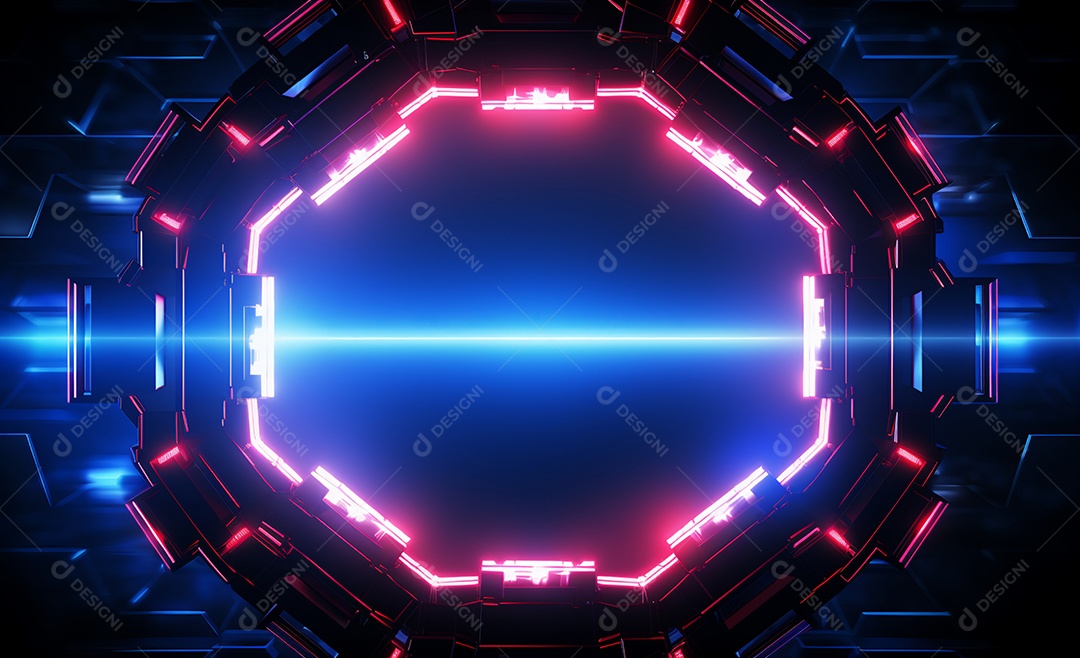 Cenário futurístico iluminado neon