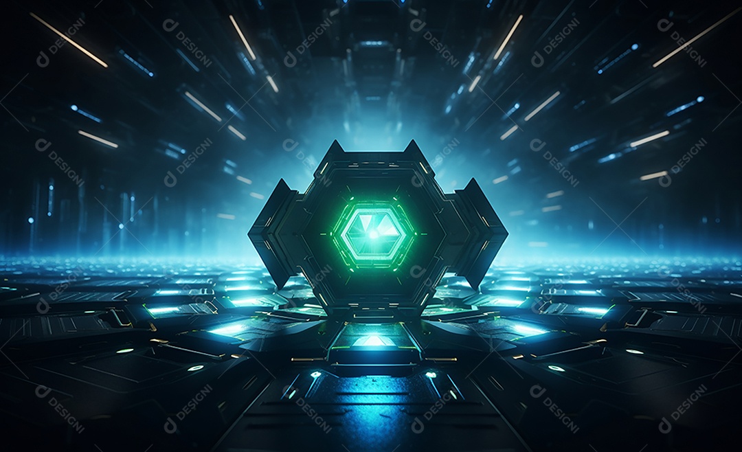 Cenário futurístico iluminado neon