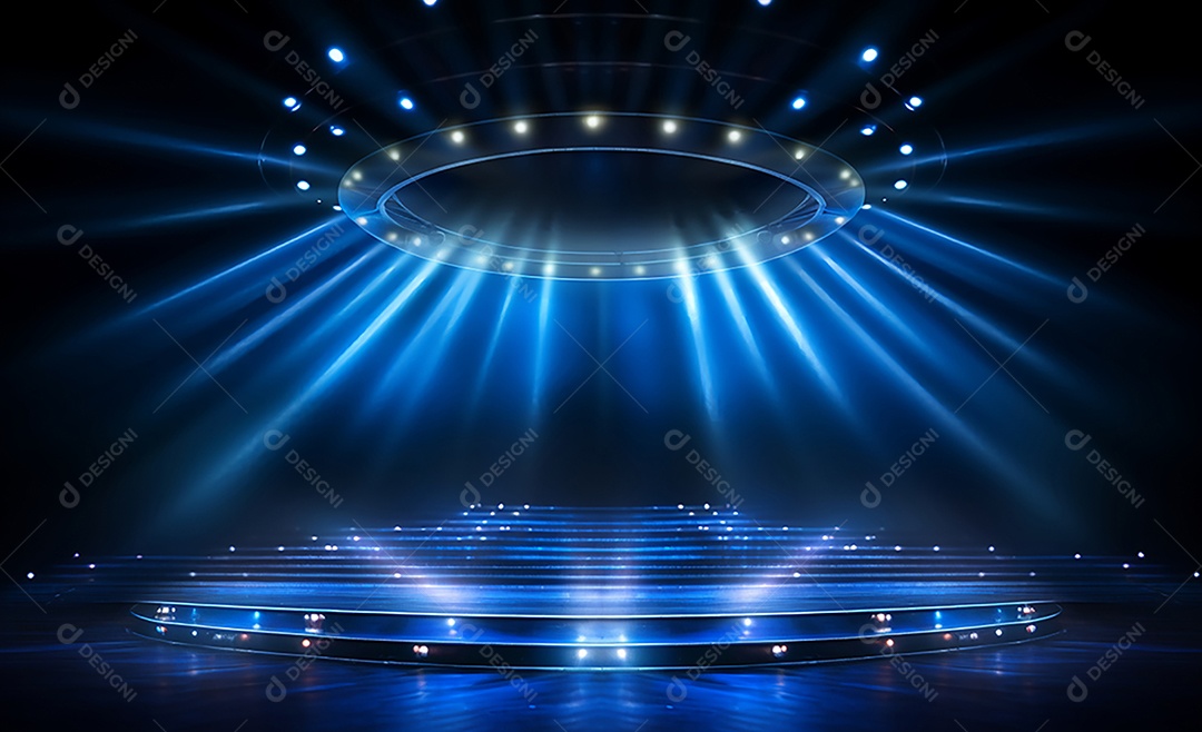 Cenário futurístico iluminado neon