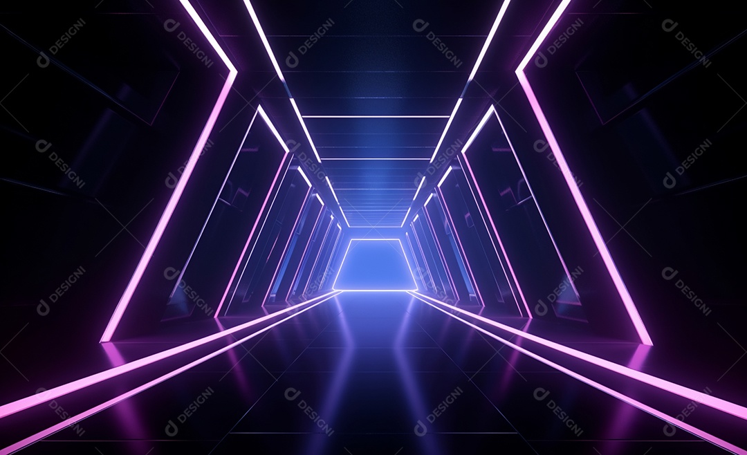 Cenário futurístico iluminado neon