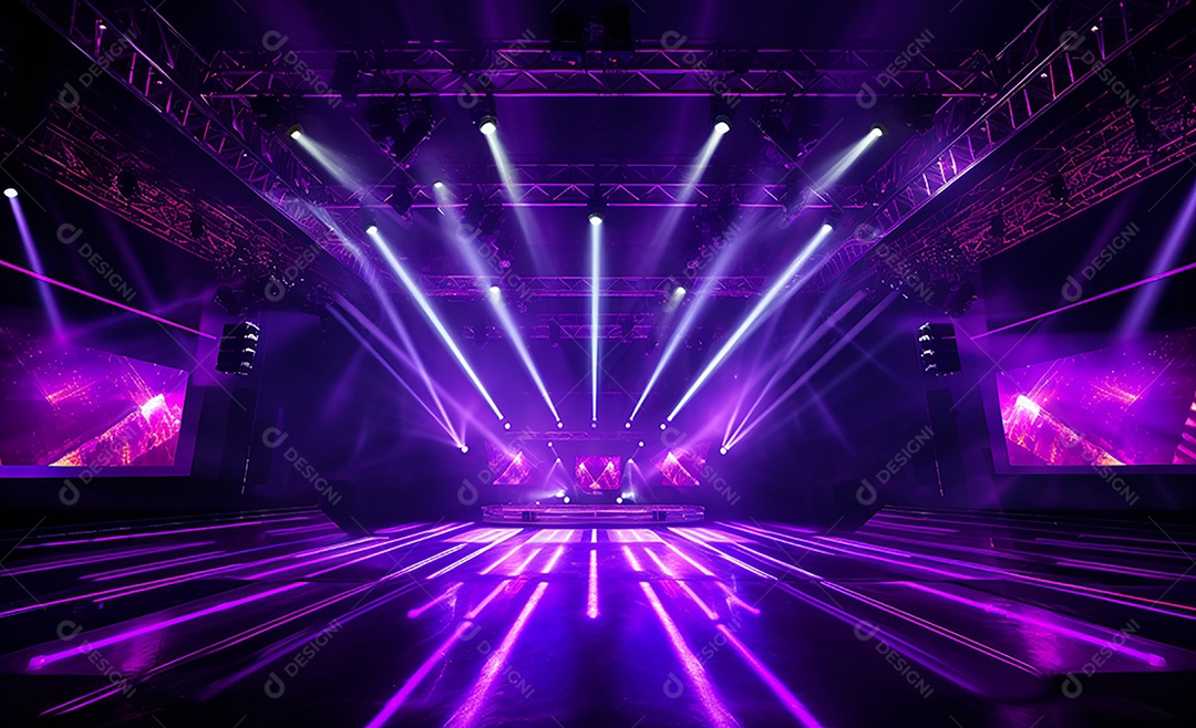 Cenário futurístico iluminado neon