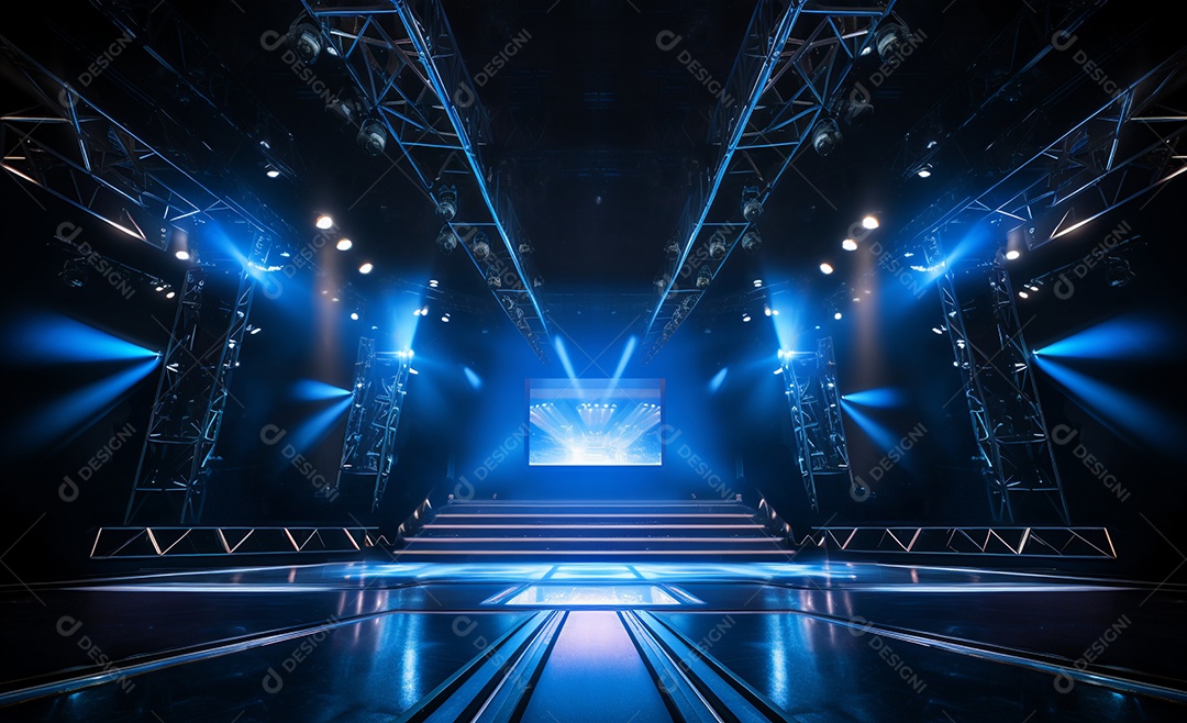 Cenário futurístico iluminado neon