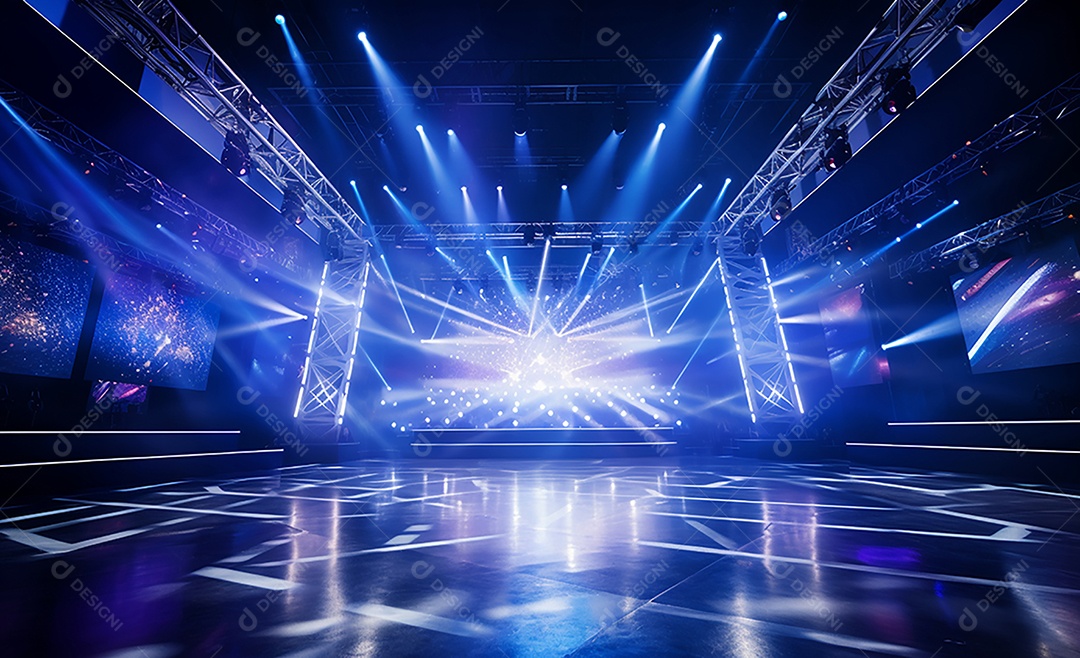 Cenário futurístico iluminado neon