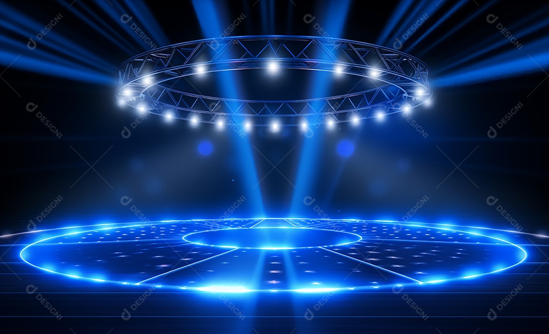 Cenário futurístico iluminado neon