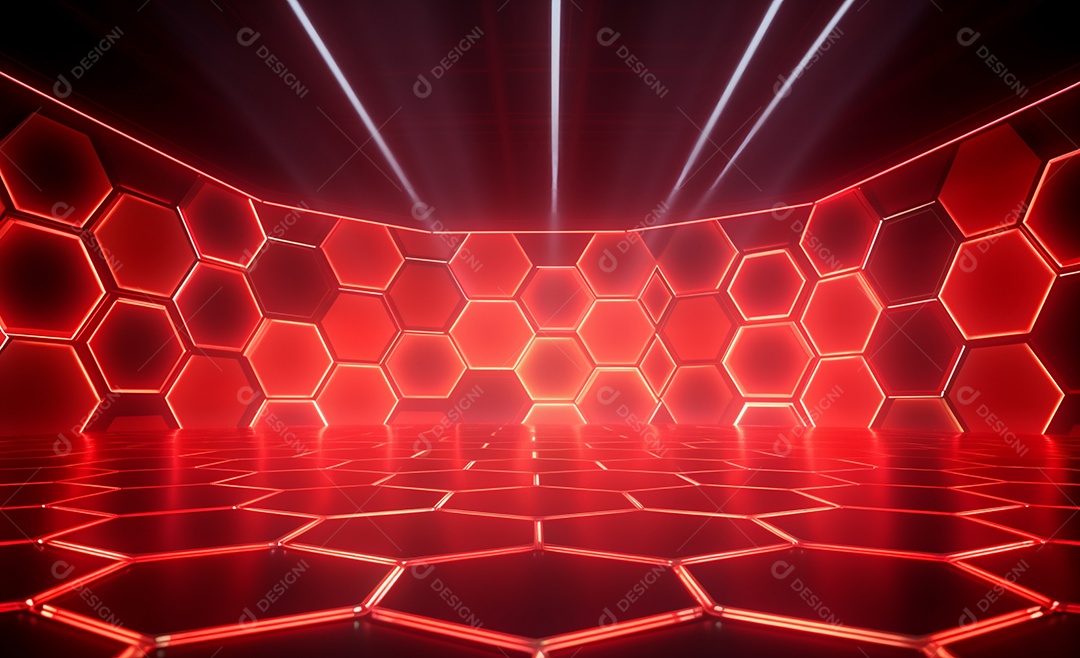 Cenário futurístico iluminado neon