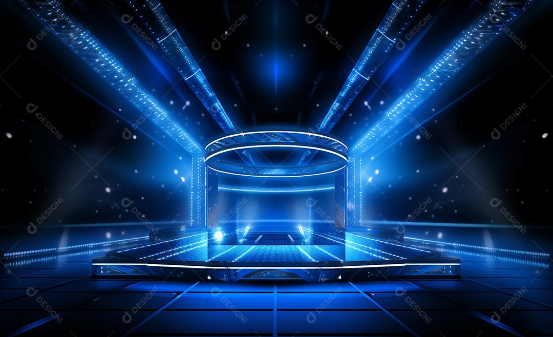 Cenário futurístico iluminado neon